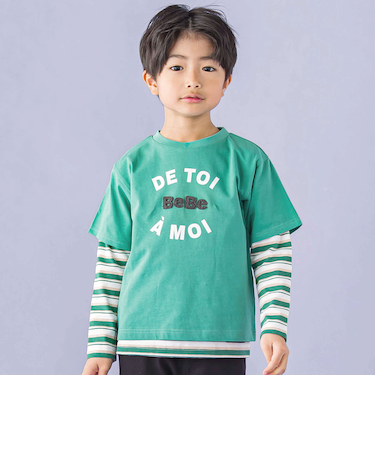ロゴ半袖Tシャツ+マルチボーダー長袖Tシャツセット(90~150cm)