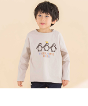 天竺切り替えビットペンギンプリントTシャツ(80~130cm)