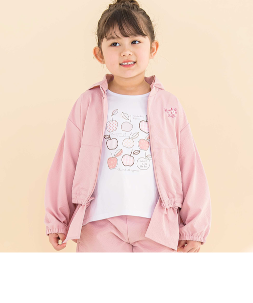 リップルストライプペプラム/フード取り外しジャケット(90~130cm)