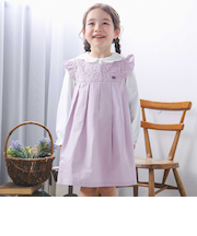 ツイル千鳥チェック袖フリルジャンパースカート(80~130cm)