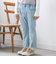裾スリットパール花付きツイルデニムパンツ(90~130cm)