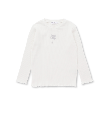 襟ぐりフリルキラッとラメ糸モチーフ刺しゅうトップス(80~130cm)