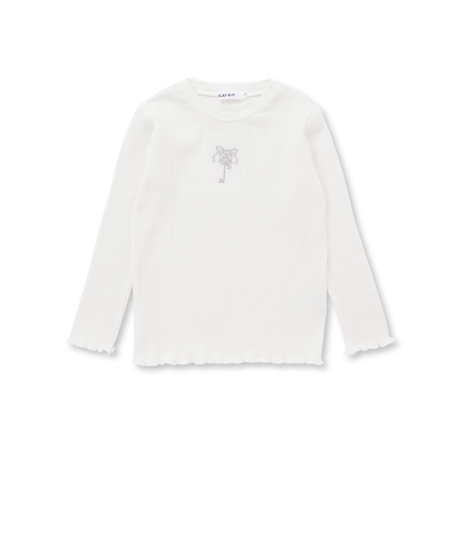 襟ぐりフリルキラッとラメ糸モチーフ刺しゅうトップス(80~130cm)