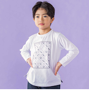 刺しゅう風プリント入り長袖Tシャツ(95~150cm)