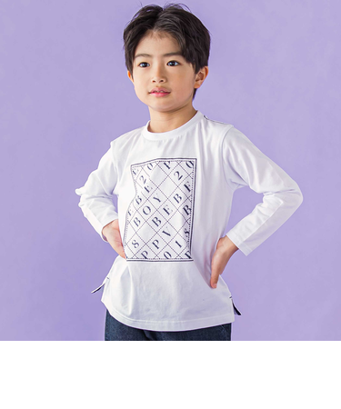 刺しゅう風プリント入り長袖Tシャツ(95~150cm)