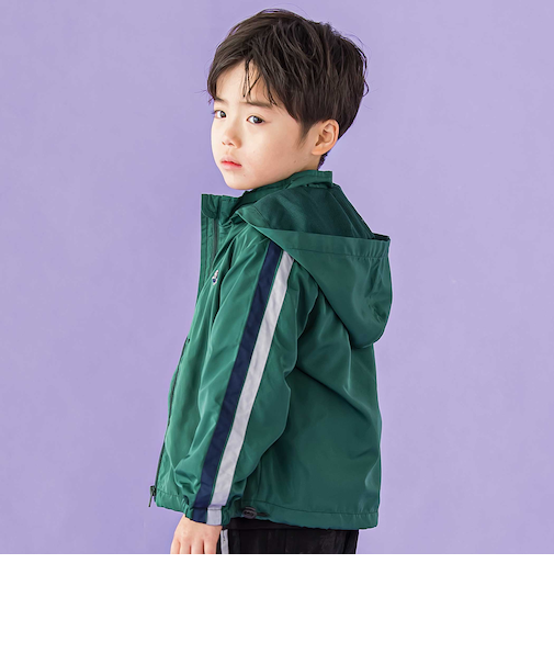 ドローコード付き配色タフタジャケット(95~150cm)