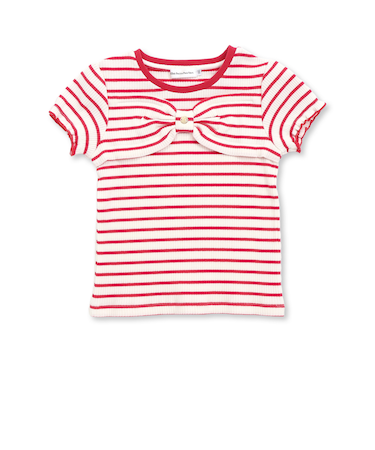 リブボーダーリボンポイントTシャツ(95~150cm)