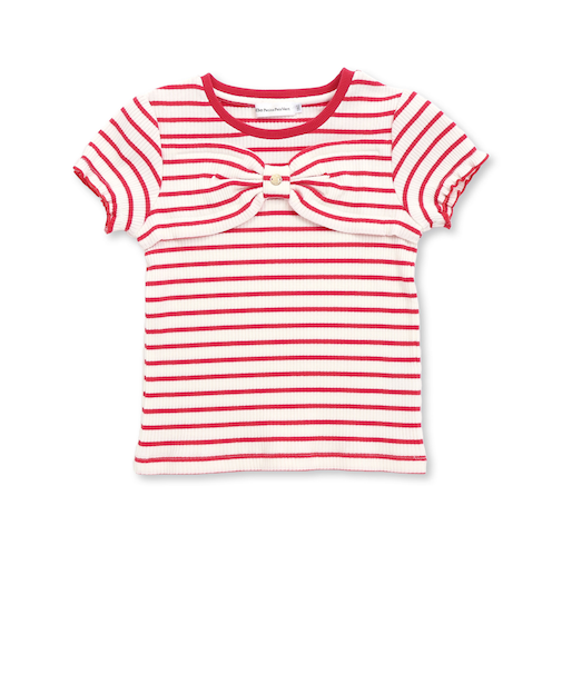 リブボーダーリボンポイントTシャツ(95~150cm)