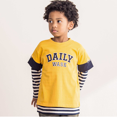 ロゴパッチＴシャツ＋ボーダーロンＴ セット(100~160cm)