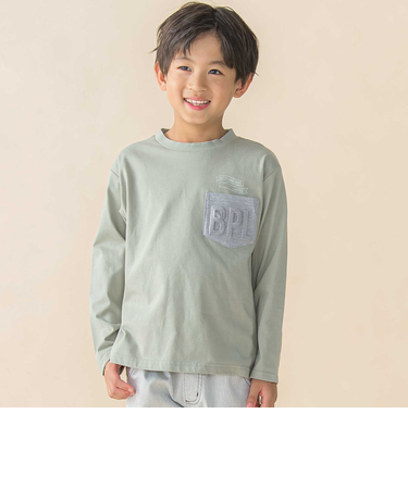 エンボスポケット天竺長袖Tシャツ(95~160cm)