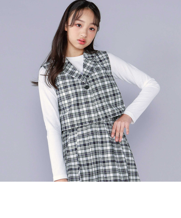 【 ニコ☆プチ 掲載 】ジレ＆ベーシックTシャツセット(130~160cm)