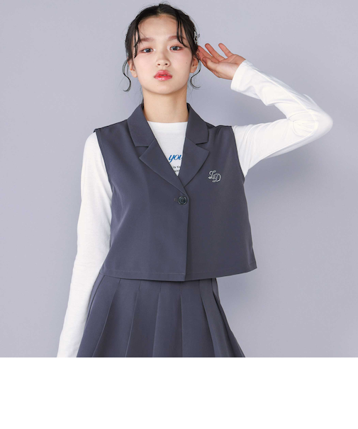 【 ニコ☆プチ 掲載 】ジレ＆ベーシックTシャツセット(130~160cm)