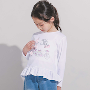 エッフェル塔フラワーモチーフスムース長袖Tシャツ(90~160cm)