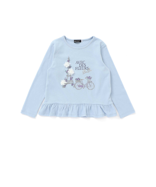 エッフェル塔フラワーモチーフスムース長袖Tシャツ(90~160cm)