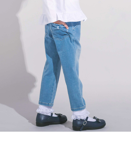 ジョグデニムリボンポケットロングパンツ(90~160cm)