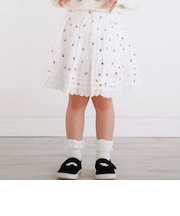 【お揃い】レースイチゴ柄チェックスカパン(90~130cm)