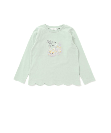 裾スカラップアニマルクマネコウサギパッチ刺しゅうTシャツ(80~130cm)