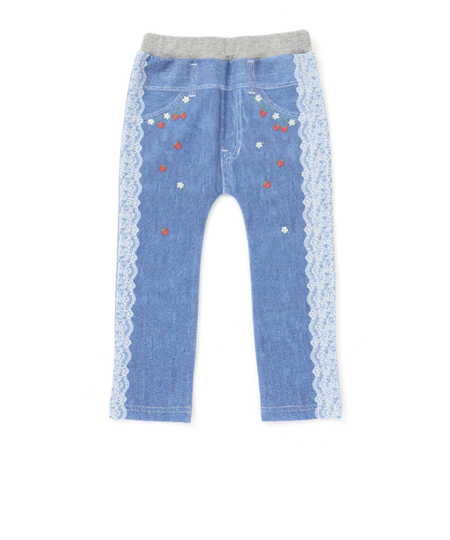 ワクワクいろんなモチーフデニム風プリントミラノリブパンツ(80~120cm)