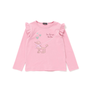 おすましプードル肩フリルスムース長袖Tシャツ(80~150cm)
