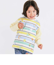 アニマル恐竜車モチーフプリントボーダーTシャツ(80~130cm)