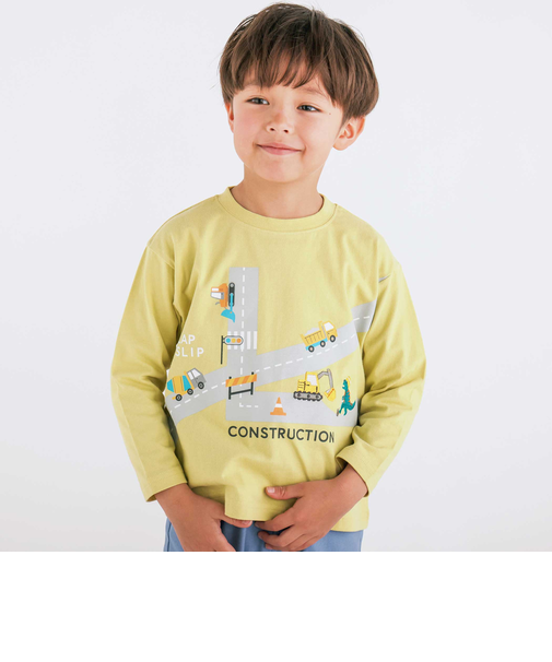 はたらくくるま恐竜アニマルプリント刺しゅうTシャツ(80~130cm)