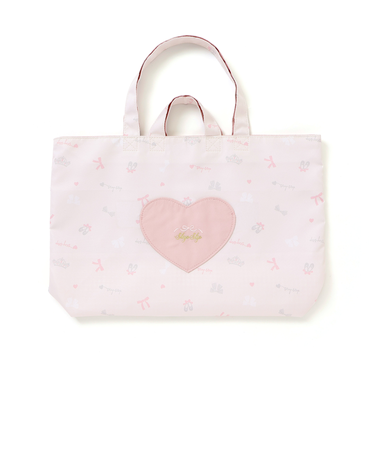 【お揃い】ハートポケット付きときめきモチーフ総柄リバーシブルレッスンバッグ