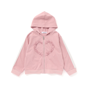 【お揃い/UVカット】レースライン袖フリルハートジップアップフーディー(80~130cm)