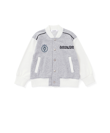 【お揃い】バイカラーデニムニットスウェットスタジャン(80~130cm)