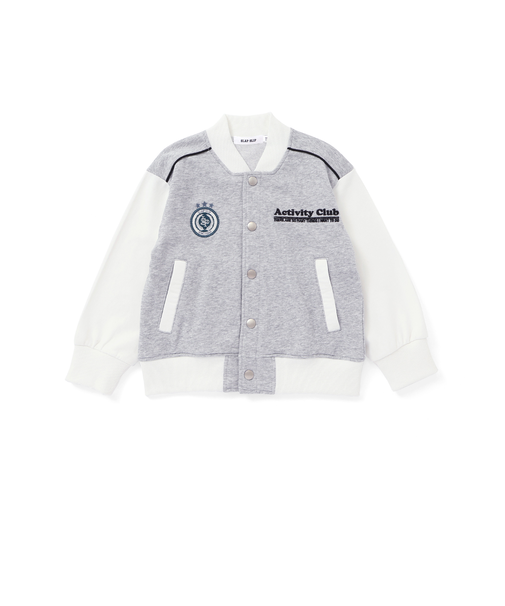 【お揃い】バイカラーデニムニットスウェットスタジャン(80~130cm)