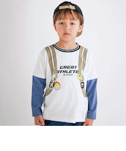 重ね着風リュックプリントTシャツ(80~130cm)