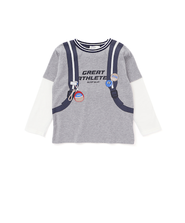 重ね着風リュックプリントTシャツ(80~130cm)