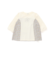 キラキララインストーンモチーフ切り替え7分袖Tシャツ(80~130cm)