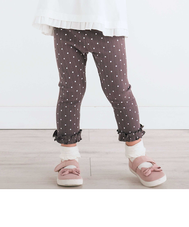 裾フリルイチゴドットプリント7分丈テレコレギンス(80~130cm)