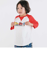 乗り物恐竜ポコポコサガラ刺しゅう7分袖ラグランTシャツ(80~130cm)