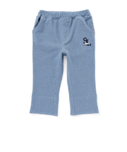 はたらくくるま恐竜乗り物折り返し裾プリントデニム風ツイルニット7分丈パンツ(80~130cm)