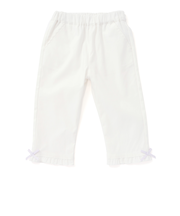 【らくのび】裾フリルリボン付きストレッチツイル7分丈パンツ(80~130cm)