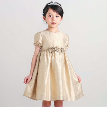 ローズモチーフカールマイヤーパフスリーブドレス(100~140cm)