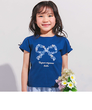 フラワーリボンモチーフ天竺半袖Tシャツ(90~150cm)