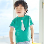 ネクタイプリントブロード切替半袖Tシャツ(80~90cm)
