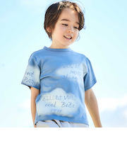 夏空ロゴプリント天竺半袖Tシャツ(90~150cm)