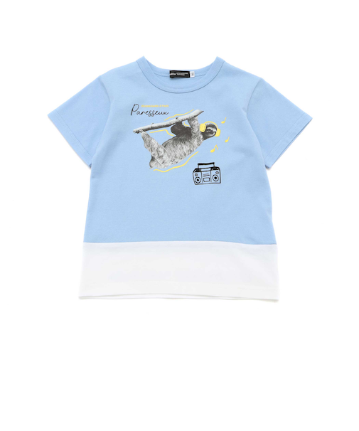 バイカラーアニマルプリント天竺半袖Tシャツ(80~140cm)