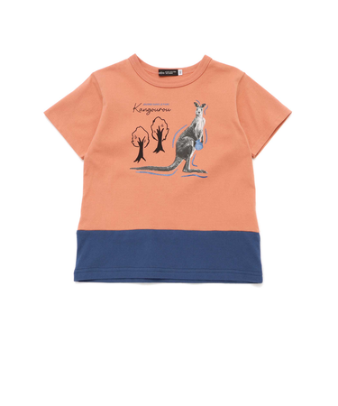 バイカラーアニマルプリント天竺半袖Tシャツ(80~140cm)
