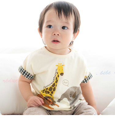 天竺アニマルプリントTシャツ(70~90cm)