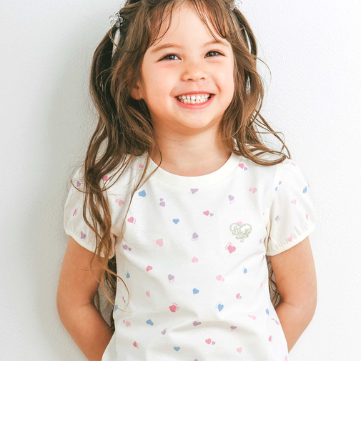 【スララク/防汚加工/オーガニックコットン】ときめき女の子半袖Tシャツ(80~130cm)