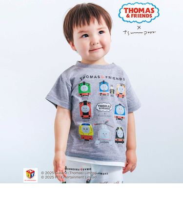 【きかんしゃトーマス×つむぱぱ×SLAPSLIP】ギュギュっとTHOMAS＆FRIENDSプリント半袖Tシャツ(80~120cm)