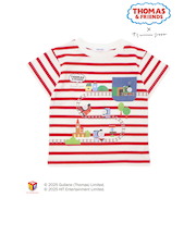 【きかんしゃトーマス×つむぱぱ×SLAPSLIP】胸ポケット付きみんななかよしゴトゴトレールプリントTシャツ(80~120cm)