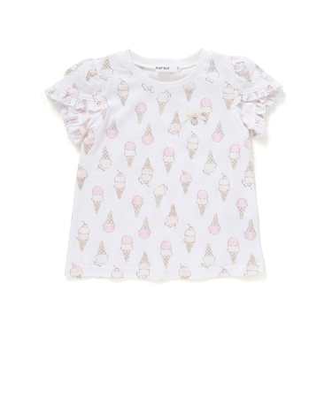 【お揃い】アイスチェリーレモン総柄フリル袖Tシャツ(80~130cm)