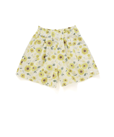 【お揃い/接触冷感】無地花柄ひまわり麻レーヨンタック入りショートパンツ(90~130cm)