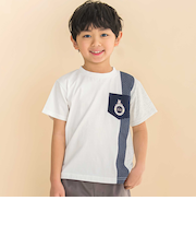 天竺縦配色切り替え半袖Tシャツ(80~130cm)