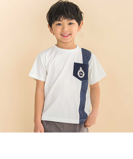 天竺縦配色切り替え半袖Tシャツ(80~130cm)